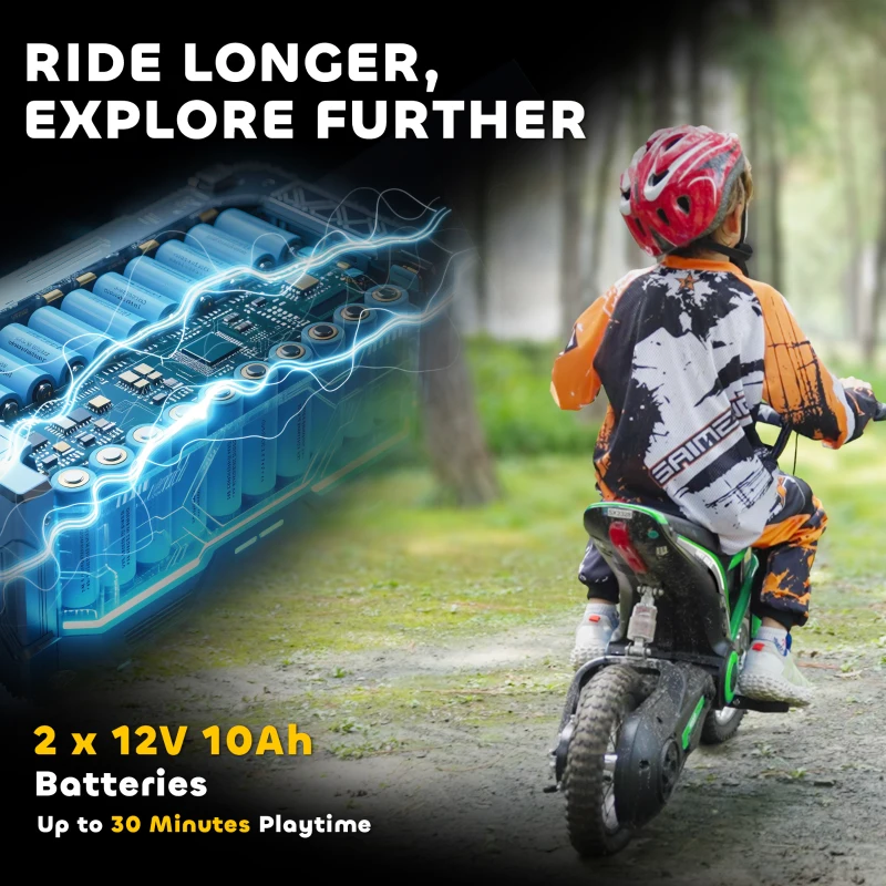 Aosom 24V 350W Electric Dirt Bike Up to 15 MPH w/ Twist Grip Throttle, Green