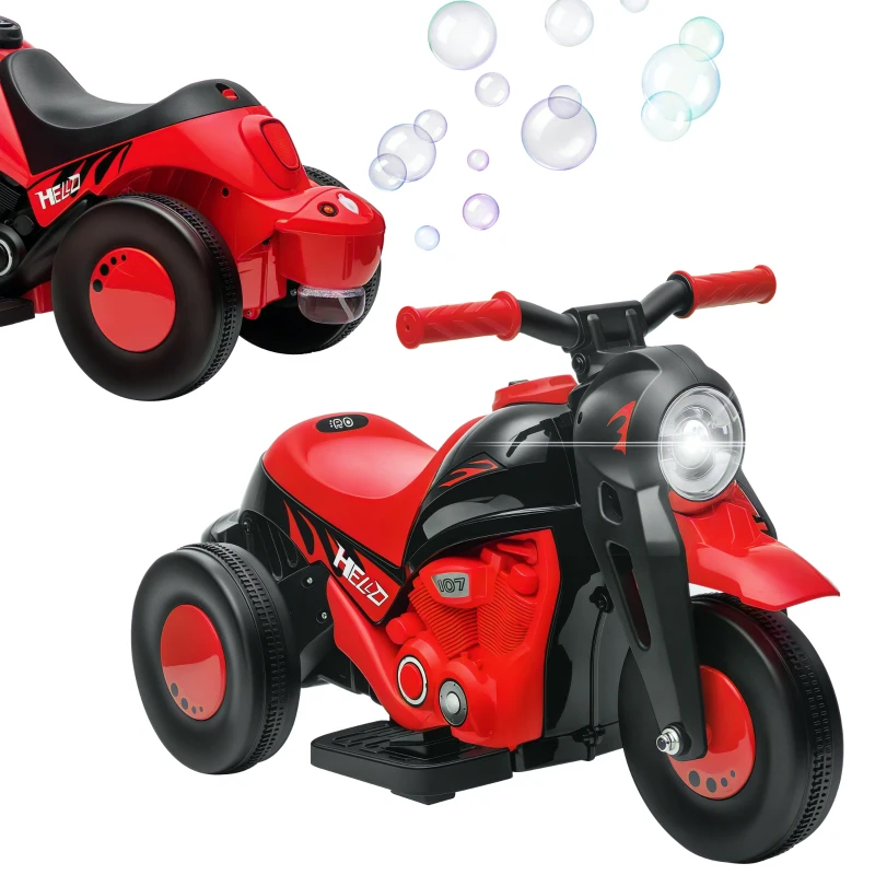 Qaba Electric Motorcycle for Kids, 6V Ride on Bubble Car with LED Headlight, Music, Pedal, for 2-5 Years Black