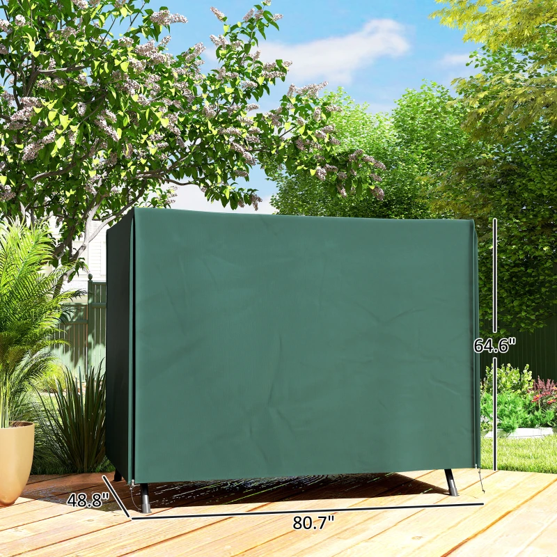 Outsunny Outdoor Patio Hammock Porch Swing Cover with UV, Water, & Dust Fighting Material, 81" x 49" x 65", Dark Green