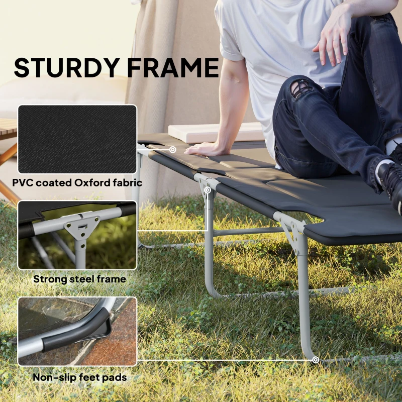 Outsunny Folding Camping Cot Sleeping Beds for adults Office Outdoor Hiking Portable, Black