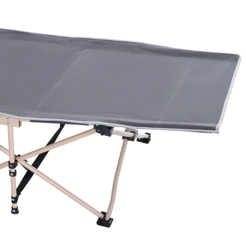 Outsunny Folding Camping Cot for Adults with Carry Bag, Side Pocket, Outdoor Portable Sleeping Bed for Travel Camp Vocation, Grey