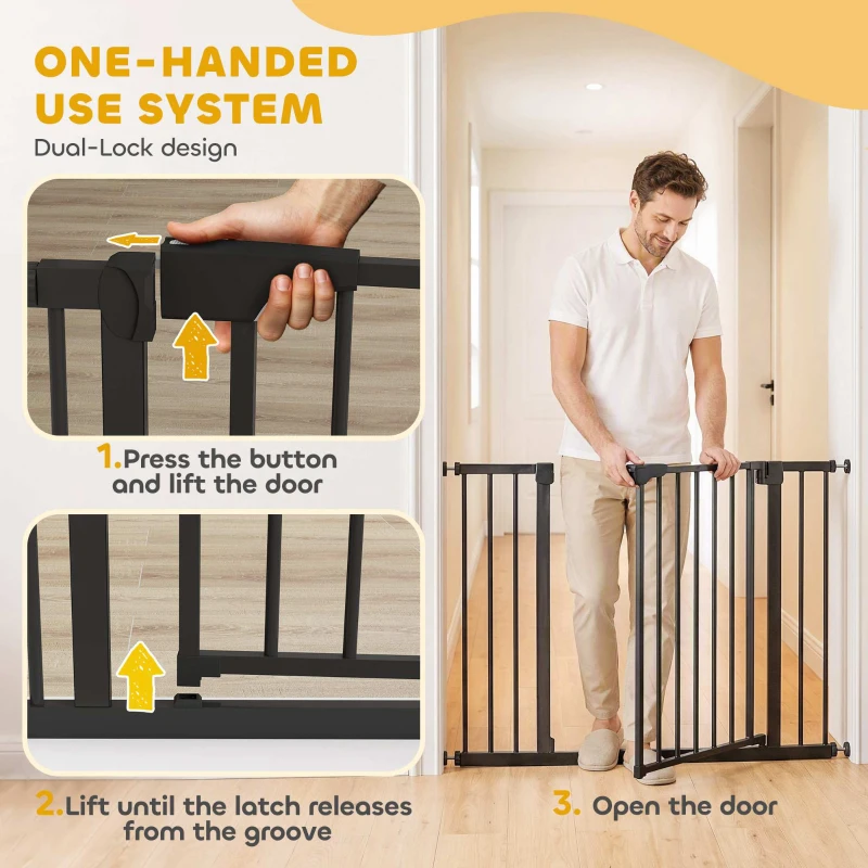 PawHut Baby Gate, 30"-32", 33"-35", 35"-37", 38"-40"W Pet Gate with Auto-Close, Two-Way Open, Pressure Mounted