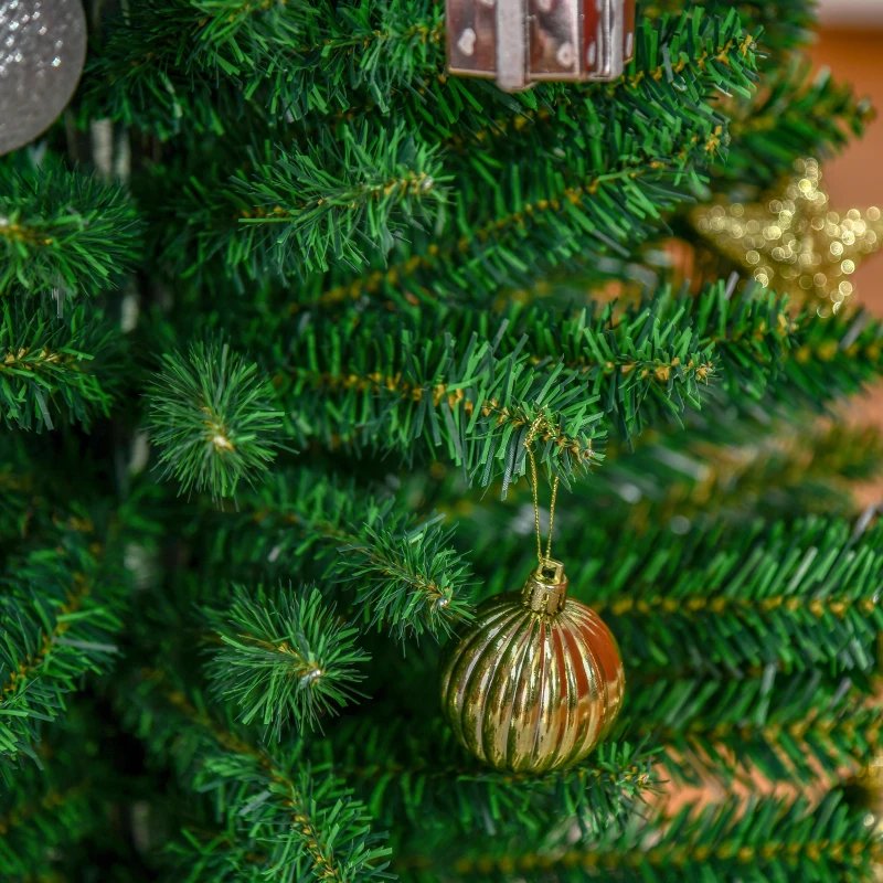 HOMCOM 5' Artificial Pencil Christmas Tree, Slim Xmas Tree with 294 Realistic Branch Tips and Plastic Stand, Green