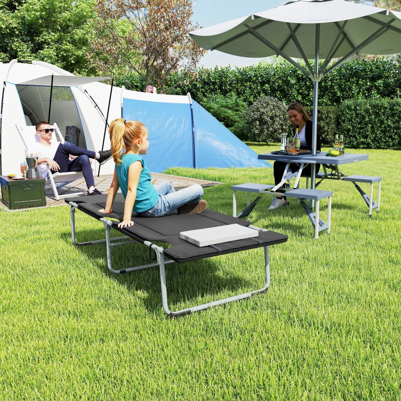 Outsunny Folding Camping Cot Sleeping Beds for adults Office Outdoor Hiking Portable, Black