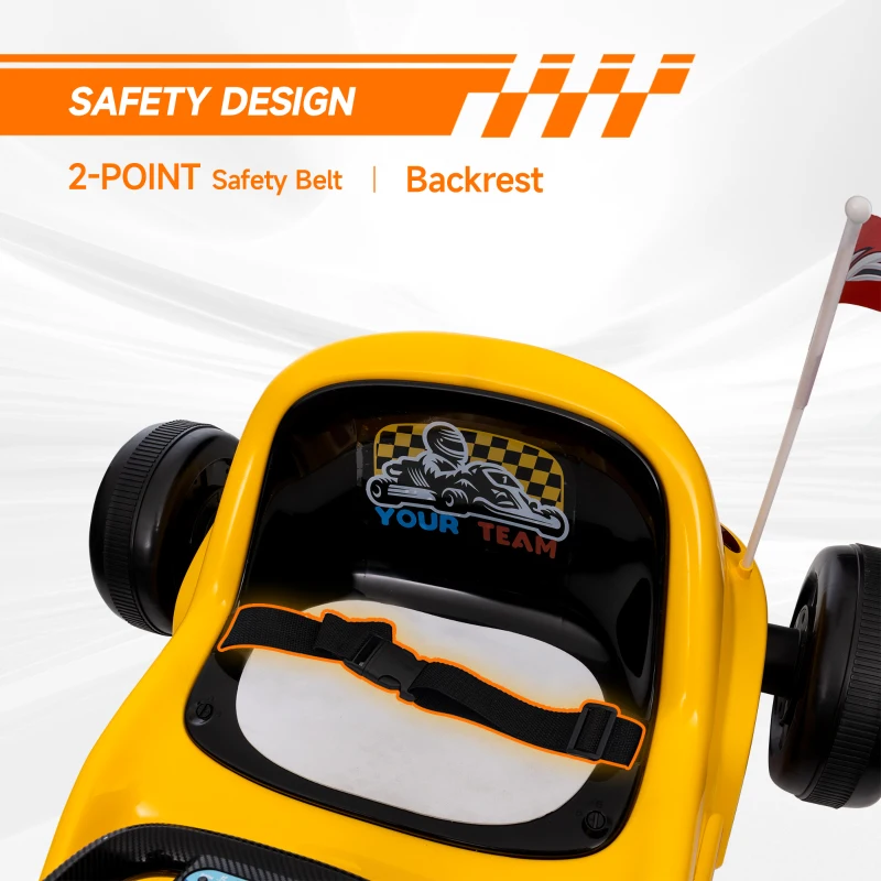 Qaba 6V Electric Go Kart for Aged 3-5 Kids with Music, Light, Horn, Yellow