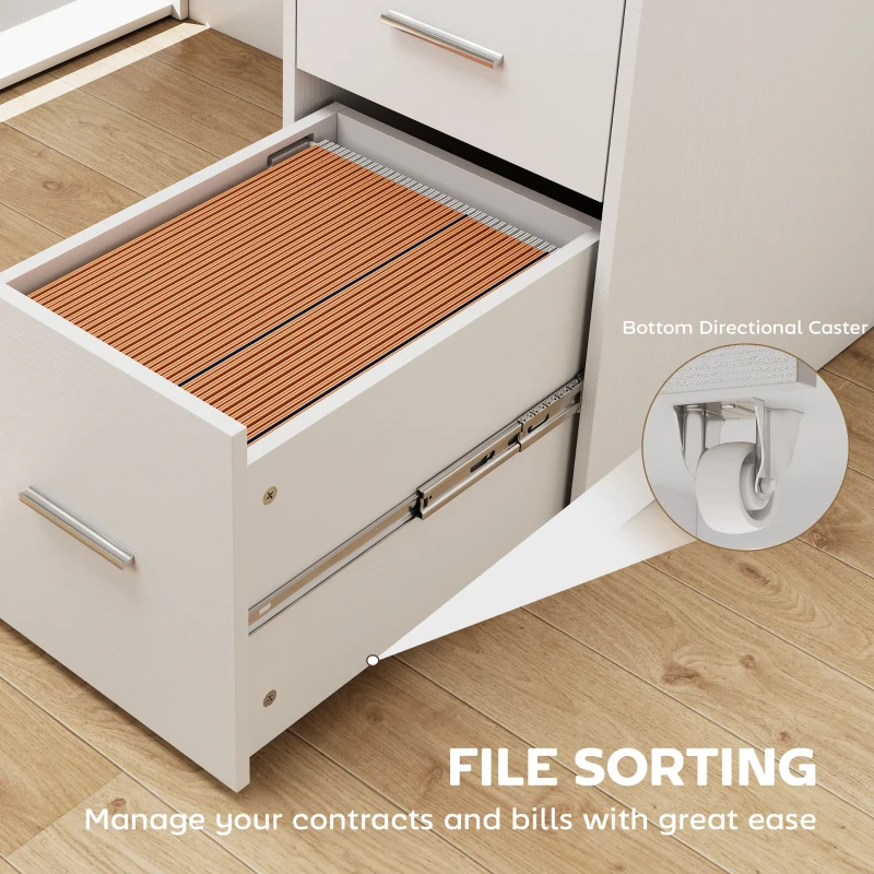 HOMCOM L Shaped Desk, 55" Corner Computer Desk with Power Outlets, File Drawer, 2 Drawers, Adjustable Shelves, White