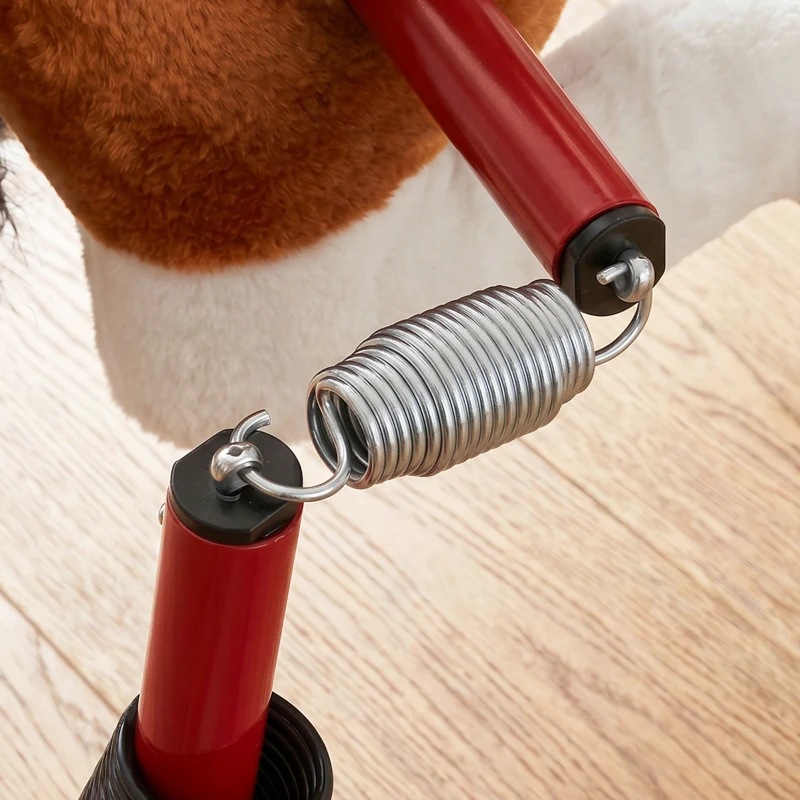 Qaba Spring Rocking Horse, Kids Ride on Horse, Plush Horse Ride-on w/ Sounds & Foot Stirrups for Kids 3-8 Years, Brown