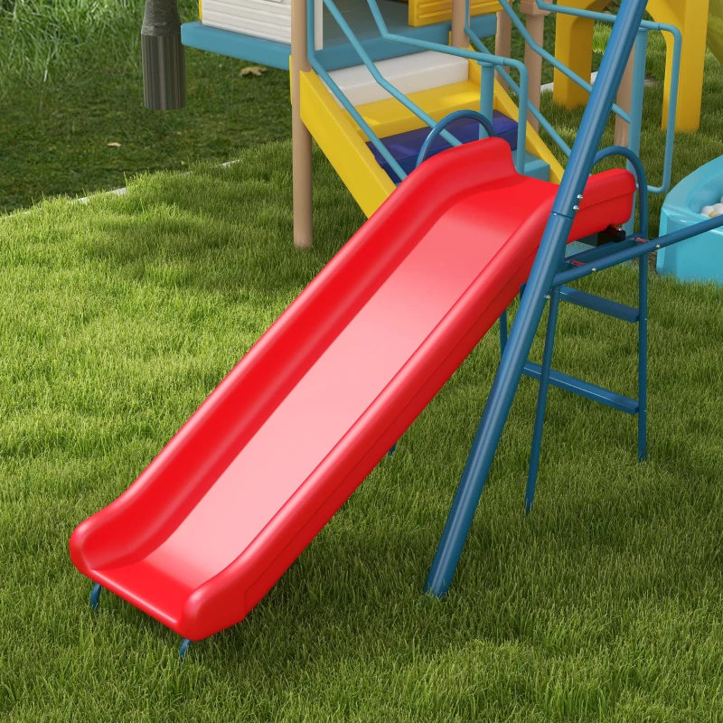 Outsunny Metal Swing Set for Backyard, 3 in 1 Design with 1 Nest Swing, 2 Seats, 1 Slide, Holds Up to 352 lbs. for Ages 3-8