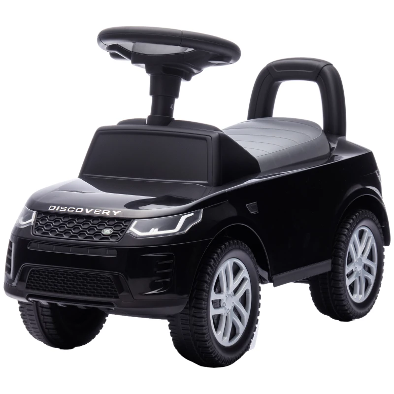 Qaba Licensed Land Rover Ride on Push Car with Anti-Tip Device, Under-Seat Storage, Horn, Engine Sounds for 18-36 M, Black