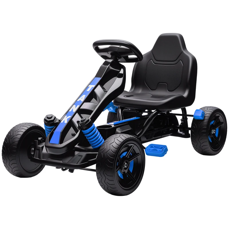 Qaba Kids Pedal Go Kart, Ride on Toy with Automatic Clutch, Brake, Non-Slip EVA Tires for Boys Girls 3-6 Years, Blue