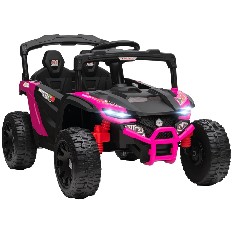 Qaba 12V Kids Ride On Truck with Dual Motors, Rear Suspension, Remote Control for 3-5 Years Boys Girls, Pink