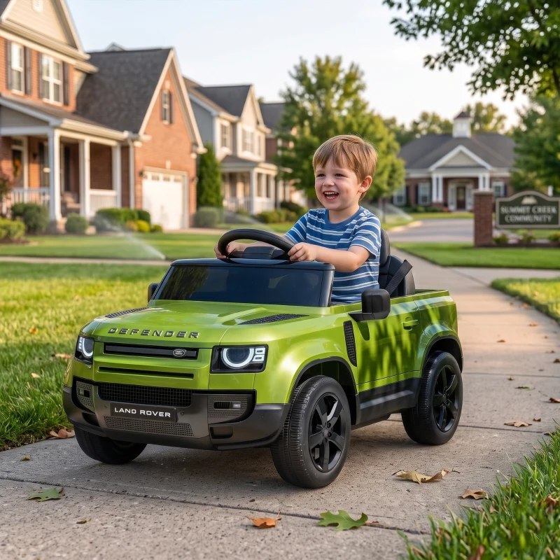 Qaba 12V Ride on Car Licensed Land Rover with Remote, Suspension, Slow Start, 3 Speeds, Lights, Music, Horn for 3-5, Green
