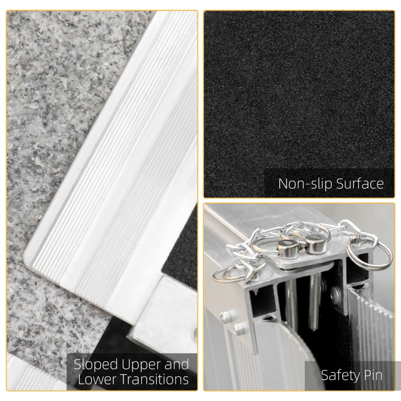 HOMCOM 5' Skidproof Portable Wheelchair Ramp for Home, Steps, Doorways, Carpeted Foldable Handicap Ramp, Threshold Ramp
