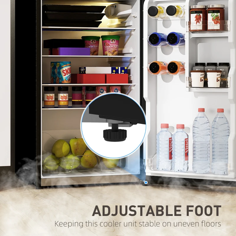 HOMCOM Small Fridge with Freezer, 4 Cu Ft Refrigerator with Reversible Doors, Black