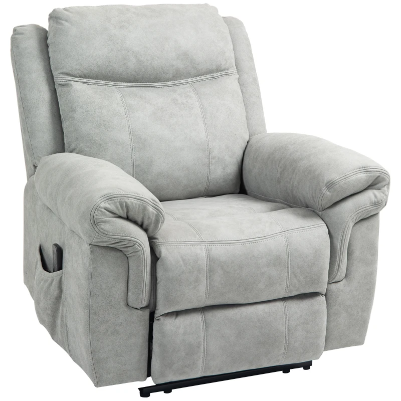 HOMCOM Manual Recliner Chair with Vibration Massage, Side Pockets, Microfibre Reclining Chair for Living Room, Grey