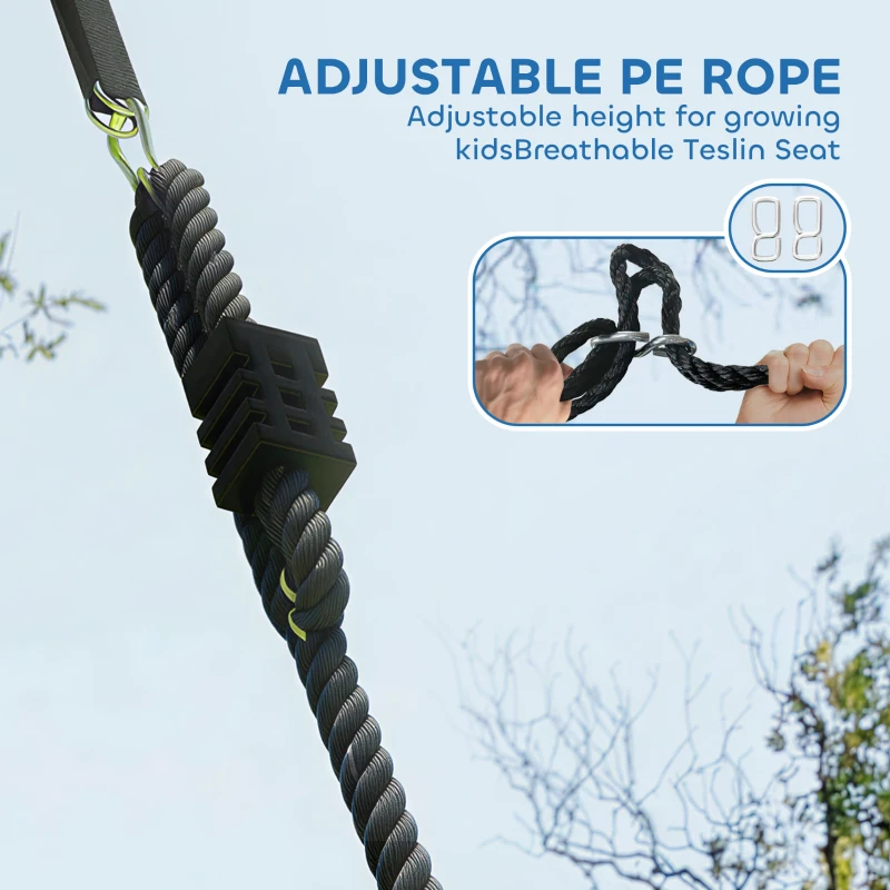 Qaba Nest Swing Adjustable Ropes Tree Straps Basket Swing for Kids, 58" x 30", 660 lbs Capacity for Indoor Outdoor, Blue