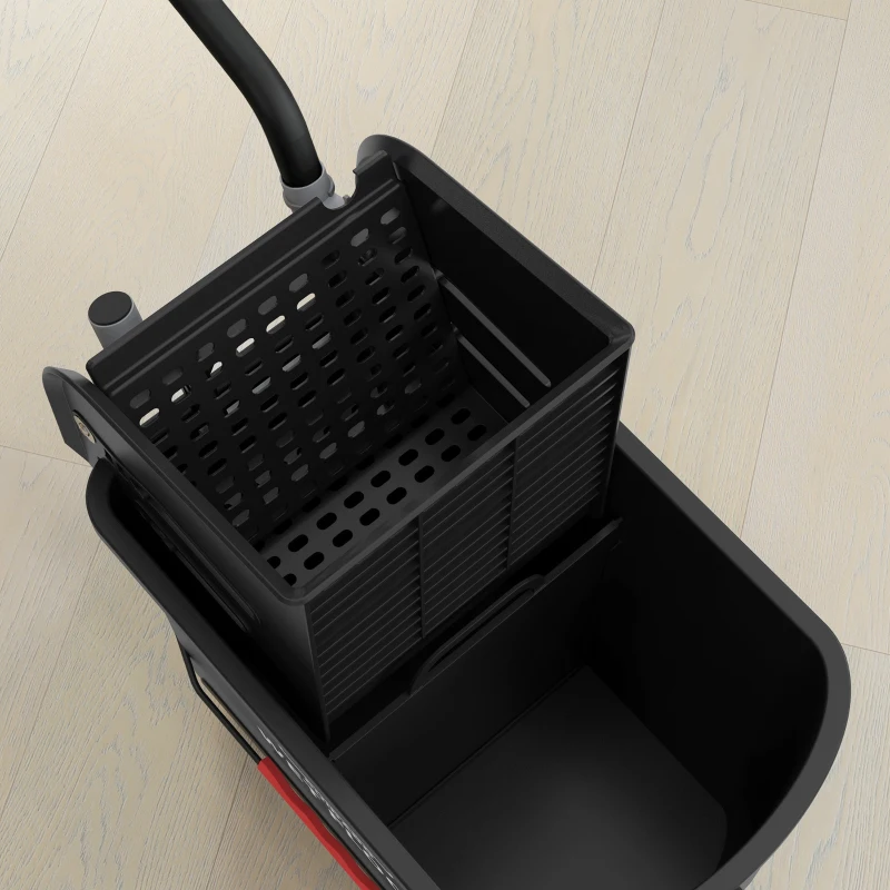 HOMCOM Compact Mop Bucket with Wringer, Mop Bucket on Wheels, 21 Quart, Separate Dirty and Clean Water, Black