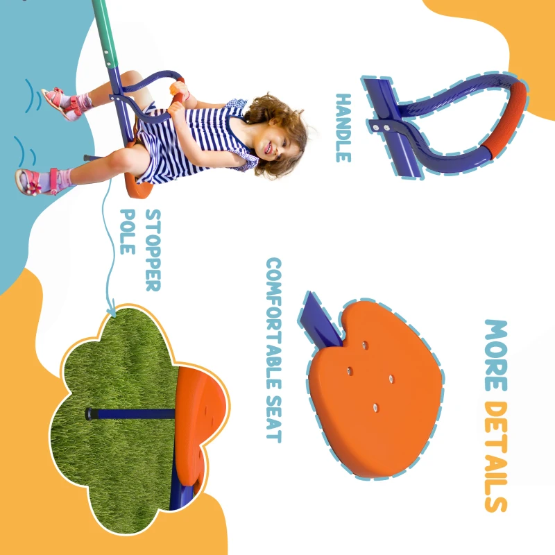 Outsunny Kids Seesaw Swivel with 360 Degrees Rotating, Outdoor Playground Equipment for Backyard, Playground, Multicoloured