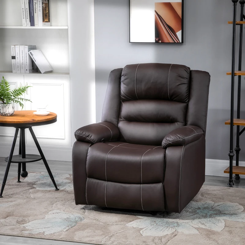 HOMCOM Vibrating Massage PU Leather Recliner Chair, Footrest with Remote Control, 8 Massaging Points, Dark Brown