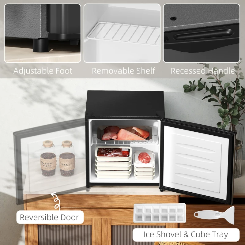 HOMCOM 1.1 Cu.Ft Countertop Mini Freezer, Compact Upright Freezer with Removable Shelves, Silver