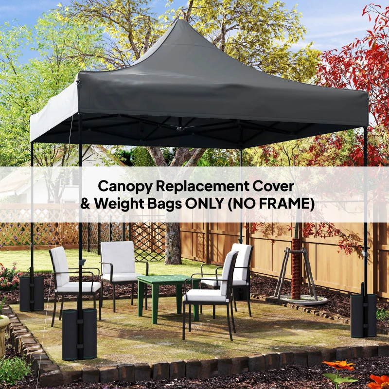 Outsunny 10' x 10' Replacement Canopy Top for Pop Up Canopy Tent with 4 Sand Bags, UPF50+ Protection, Dark Gray