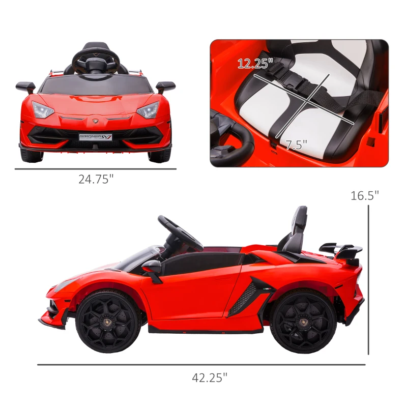 Aosom Lamborghini Licensed Kids Ride on Car w/ Easy Transport, Red