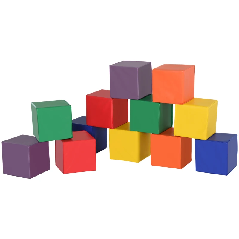 Soozier 12 Piece Soft Play Blocks Soft Foam Toy for Toddler, Multi-Color