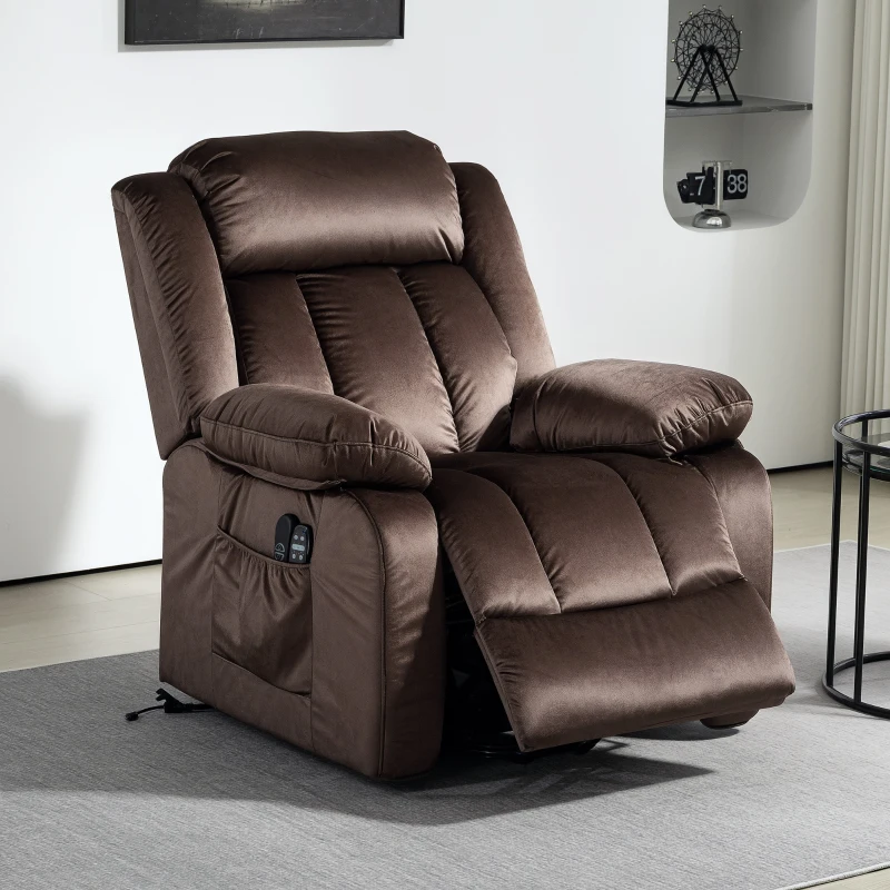 HOMCOM Power Lift Recliner Chair for Elderly, Electric Lift Chair with Massage and Heat, Remote Control, Brown