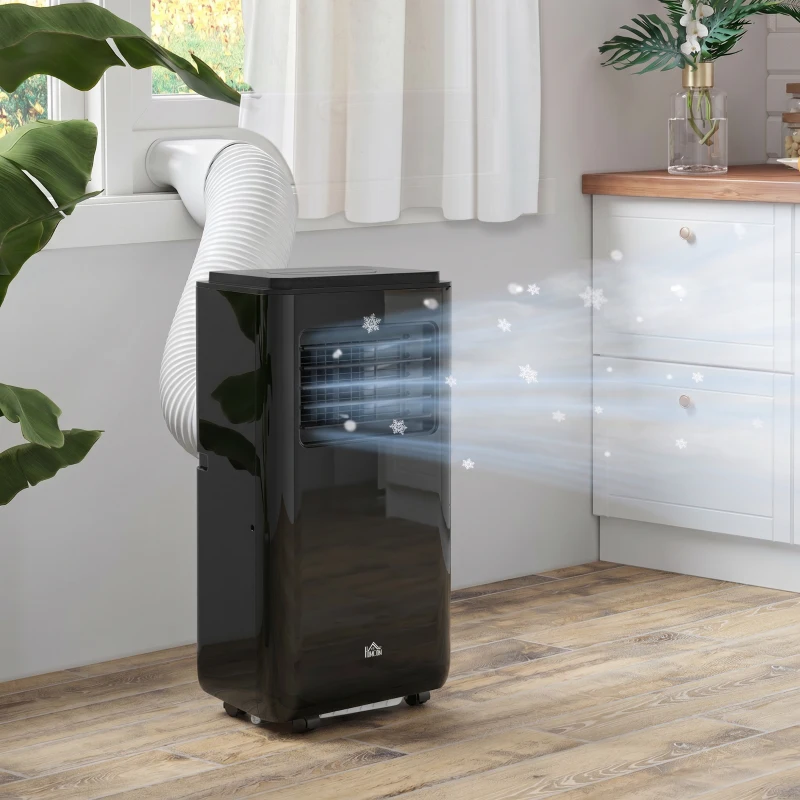 HOMCOM 10,000 BTU Moible Air Conditioner 440 Sq. Ft., Dehumidifier Fan Auto Sleep with 24H Timer On/Off, Window Kit, Black