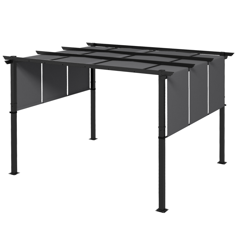 Outsunny 10' x 12' Metal Pergola, Outdoor Pergola with Retractable Canopy, for Garden, Patio, Backyard, Deck