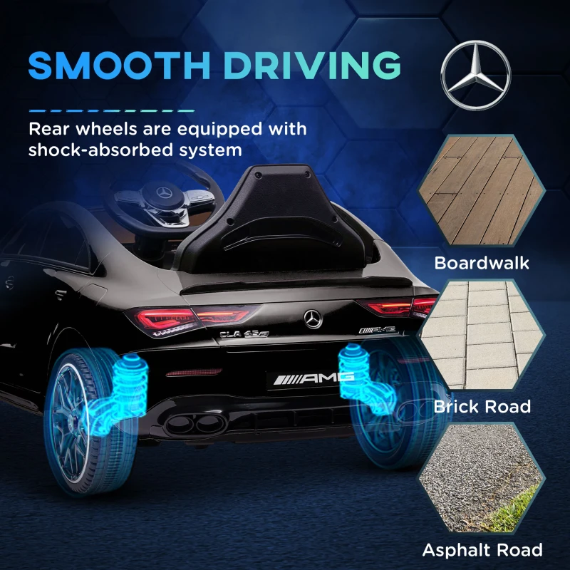 Qaba Mercedes-Benz AMG Licensed 12V Kids Ride on Car with Remote Control, Rear Suspension, LED Lights, Music, Black