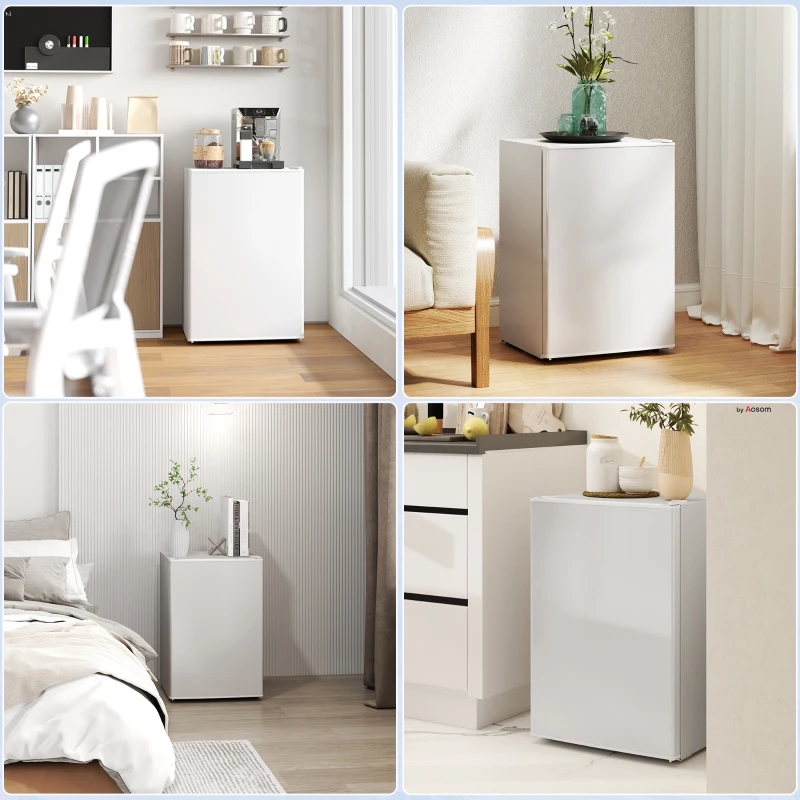 HOMCOM 2.5 Cu.Ft Mini Fridge, Single Door Compact Refrigerator with Freezer, Adjustable Thermostat, Reversible Door, White