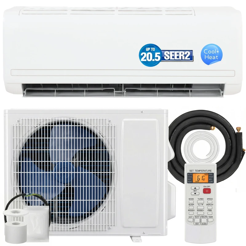 HOMCOM 9100 BTU Mini Split Air Conditioner and Heat Pump, 20.5 SEER2 115V Ductless Inverter AC Unit Cools up to 450 Sq.Ft