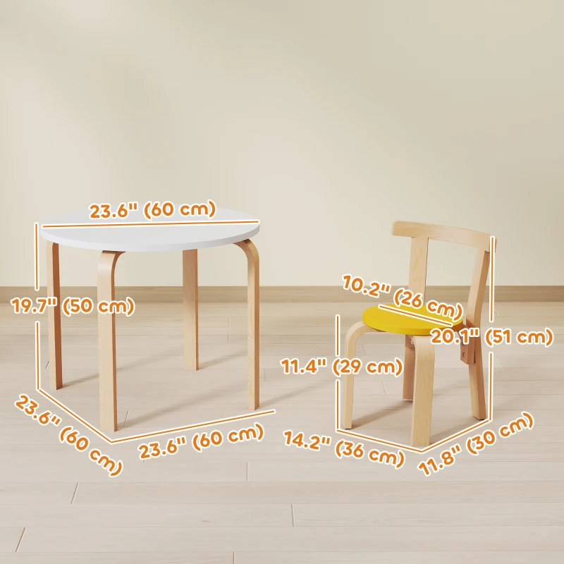 Qaba Wooden Kids Table and Chairs Set, Toddler Table and Chairs Set for 3-8 Years, Multi-Coloured