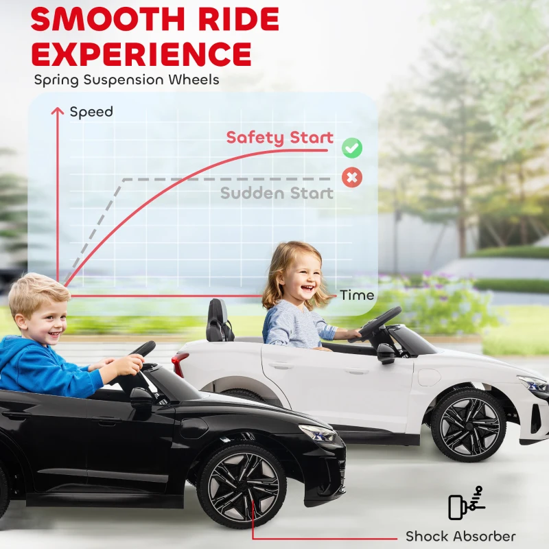 Aosom Ride-On Toy On Car with Remote Control, 12V 3.1 MPH Electric Ride for Kids w/ Suspension System, Horn Honking, White