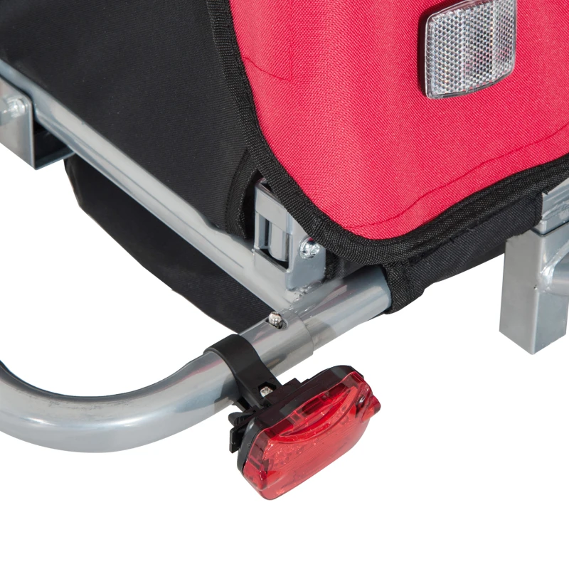 Aosom Elite 360 Swivel Bike Trailer for Kids Double Child Two-Wheel Bicycle Cargo Trailer With 2 Security Harnesses, Red