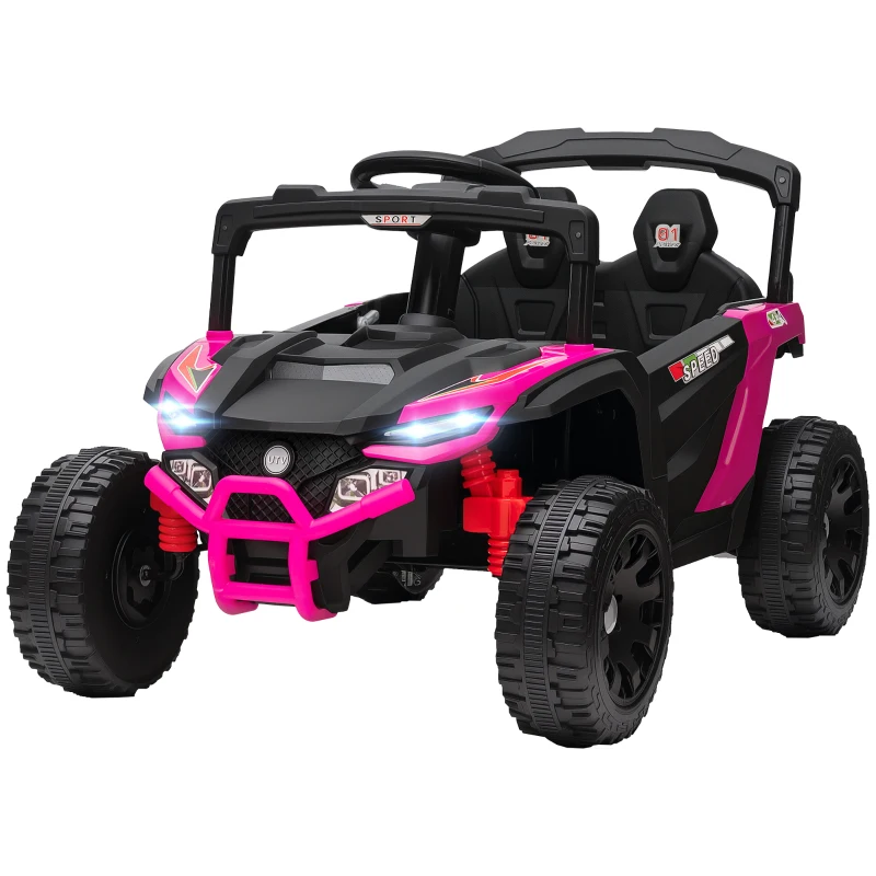 Qaba 12V Kids Ride On Truck with Dual Motors, Rear Suspension, Remote Control for 3-5 Years Boys Girls, Pink