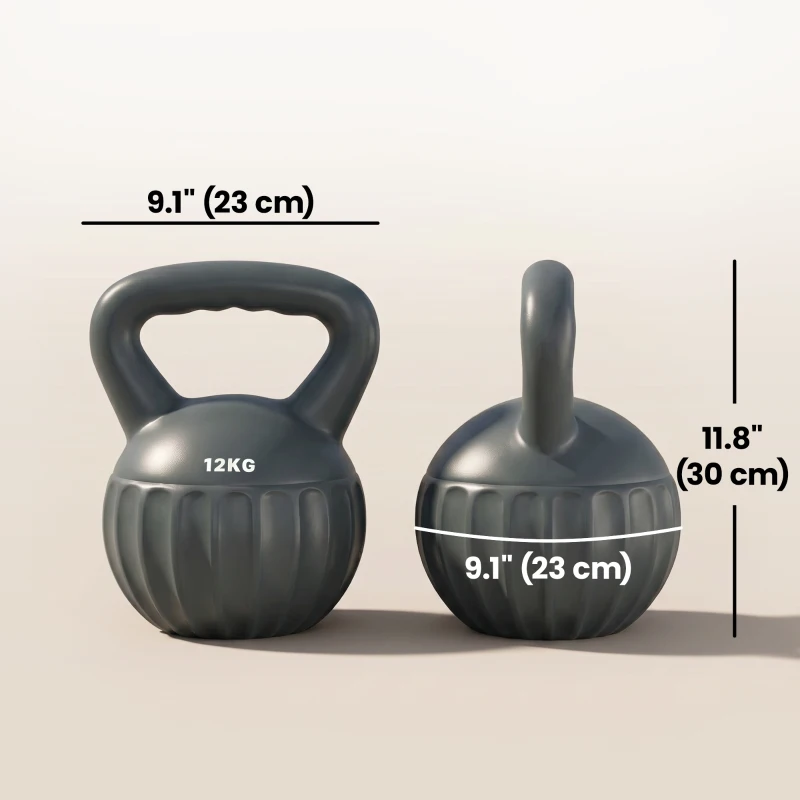 Soozier Kettlebell, 26 lbs Kettle Bell with Non-Slip Handle for Home Gym, Weight Lifting and Strength Training, Grey