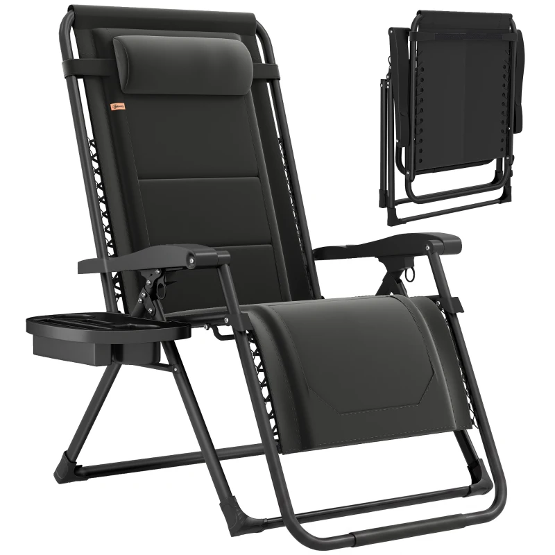 Outsunny Zero Gravity Chair, Reclining Outdoor Lounger Chair with Cup Holder, 400 LBS Capacity, Black