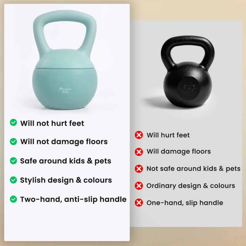 Soozier 13 lb Soft Kettlebell, Sand Filled Weight w/ Grip Handle, Kettlebell Weight for Full Body Workout, Green