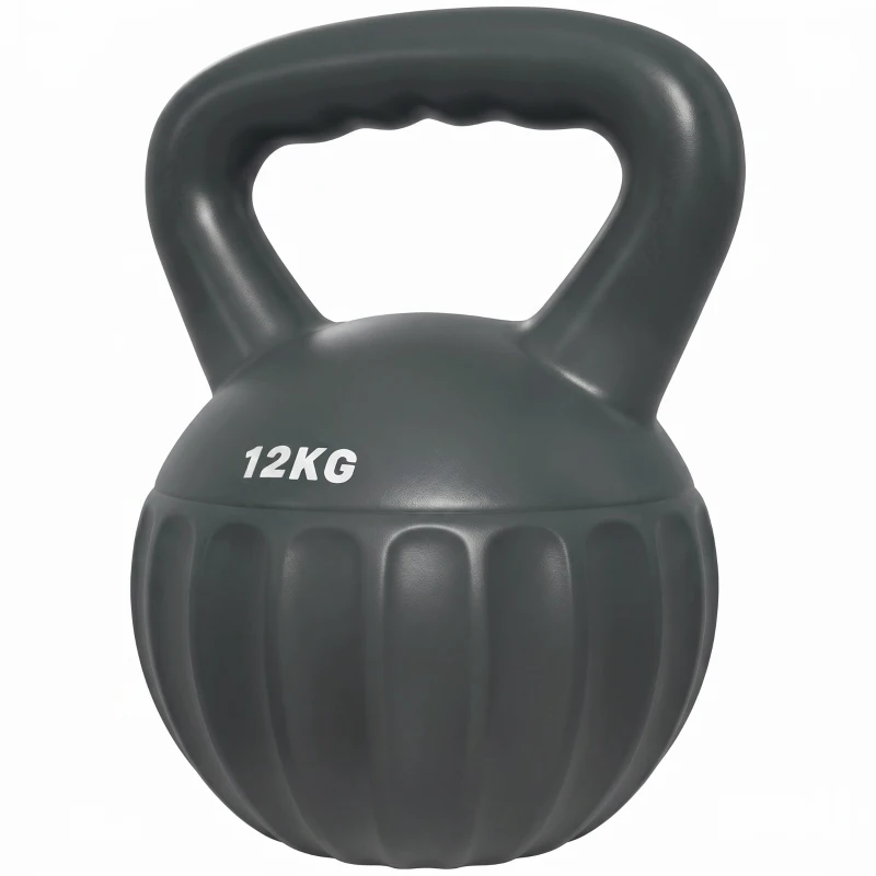 Soozier Kettlebell, 26 lbs Kettle Bell with Non-Slip Handle for Home Gym, Weight Lifting and Strength Training, Grey