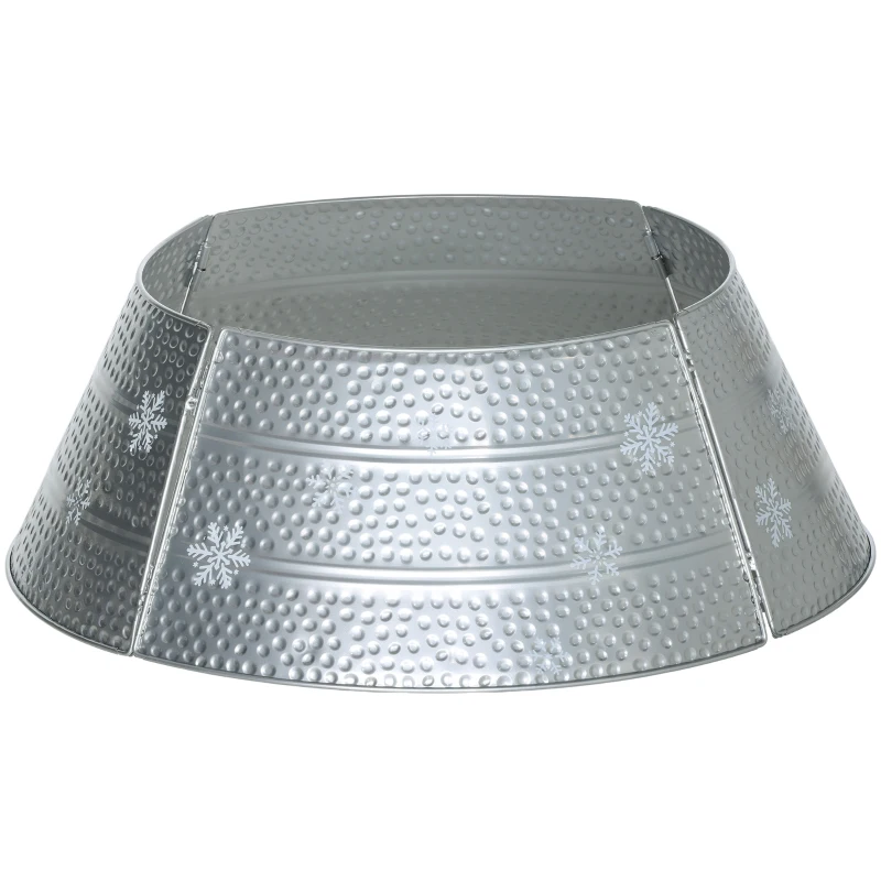 HOMCOM 26" Christmas Tree Base Cover, Christmas Tree Collar with Hollow Snowflake Pattern for Holiday, Party, Silver