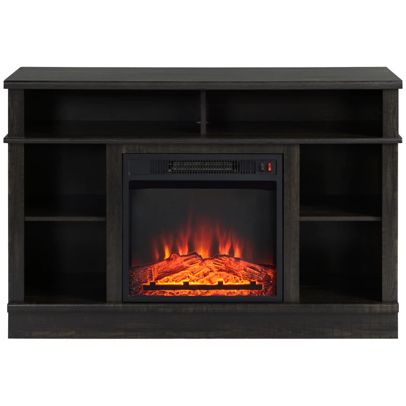 HOMCOM Electric Fireplace TV Stand Console for TV's up to 50", Living Room Storage Cabinet, Entertainment Center with Adjustable Shelves, 6 Cubby Storage and Cable Management, Espresso