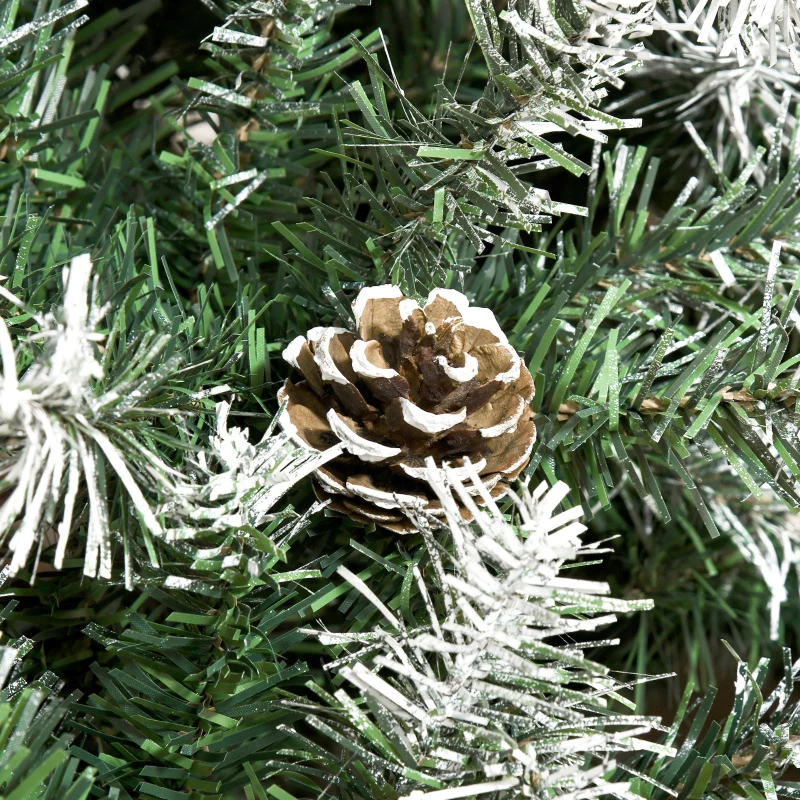 HOMCOM 6ft Unlit Snow-Dusted Full Fir Artificial Christmas Tree with Realistic Branches, 61 Pine Cones and 800 Tips