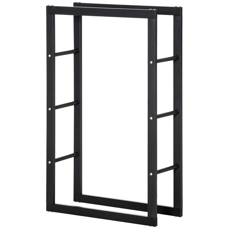 HOMCOM 23.6" x 9.8" x 39.4" Firewood Rack Outdoor, Log Holder Fireplace Storage Rack with Handles and 220 lbs. Weight Capacity, Black