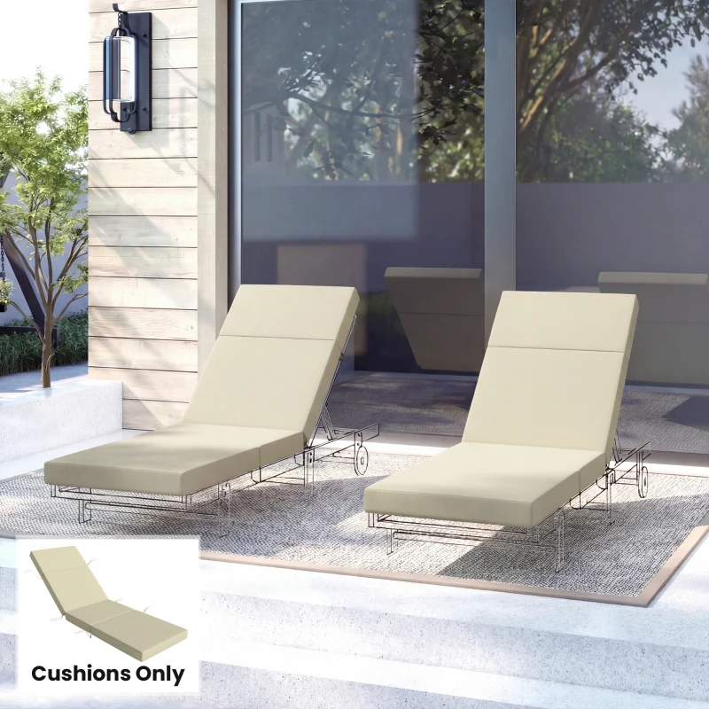 Outsunny Chaise Lounge Cushion, 4" Thick Outdoor Lounge Chair Cushions with Ties for Patio, 26" x 80", Cream White