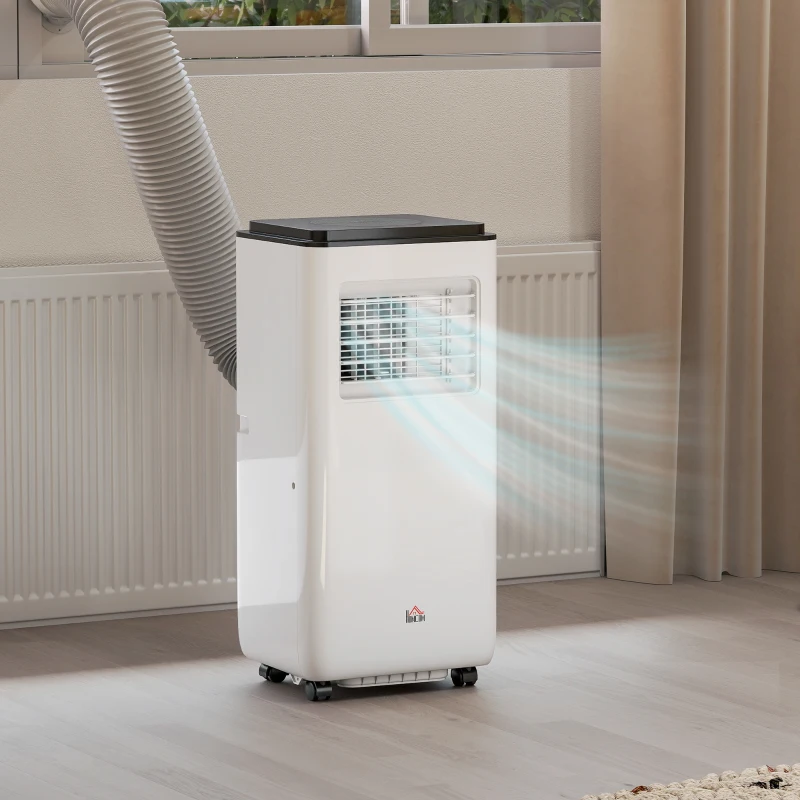 HOMCOM 8,000 BTU Moible Air Conditioner 345 Sq. Ft., Dehumidifier Fan Auto Sleep with 24H Timer On/Off, Window Kit, White