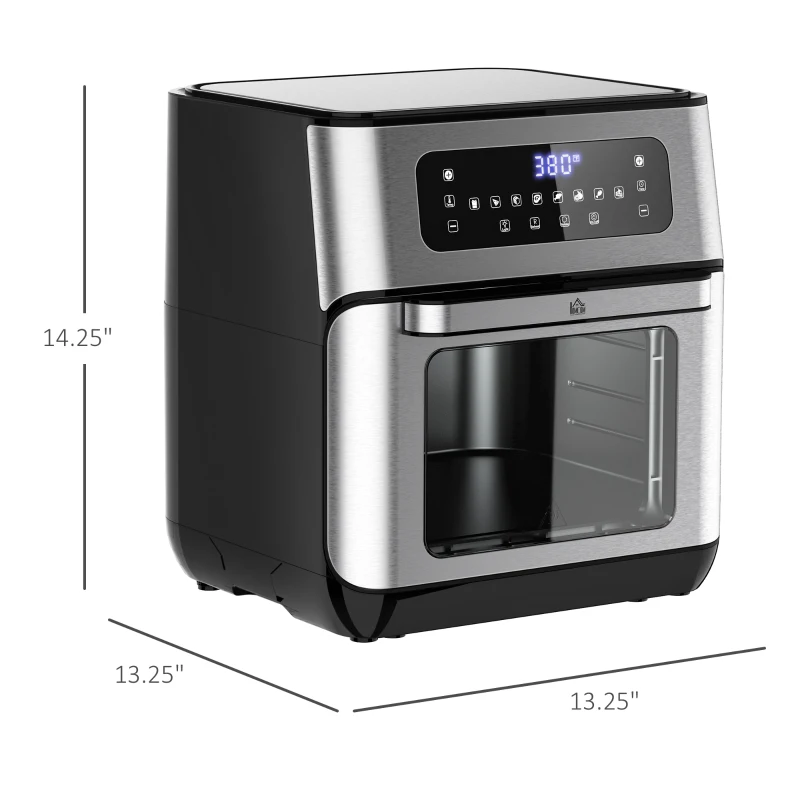 HOMCOM 10.5 Quart Air Fryer Oven with 8 Preset Cooking Menus, 1500W Air Fryer Toaster Oven, Countertop Convection Oven with 9 Accessories, Non-Stick Coating, Digital LED Screen