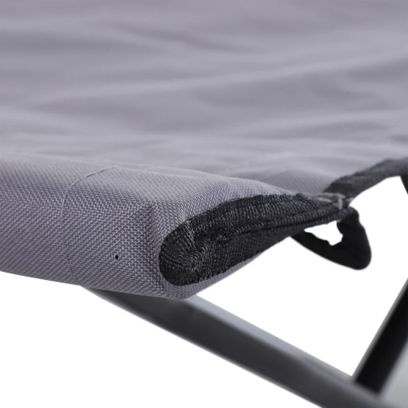 Outsunny 76" Two Person Folding Camping Cot Outdoor Portable Double Cot Wide Military Sleeping Bed w/ Carrying Bag Grey