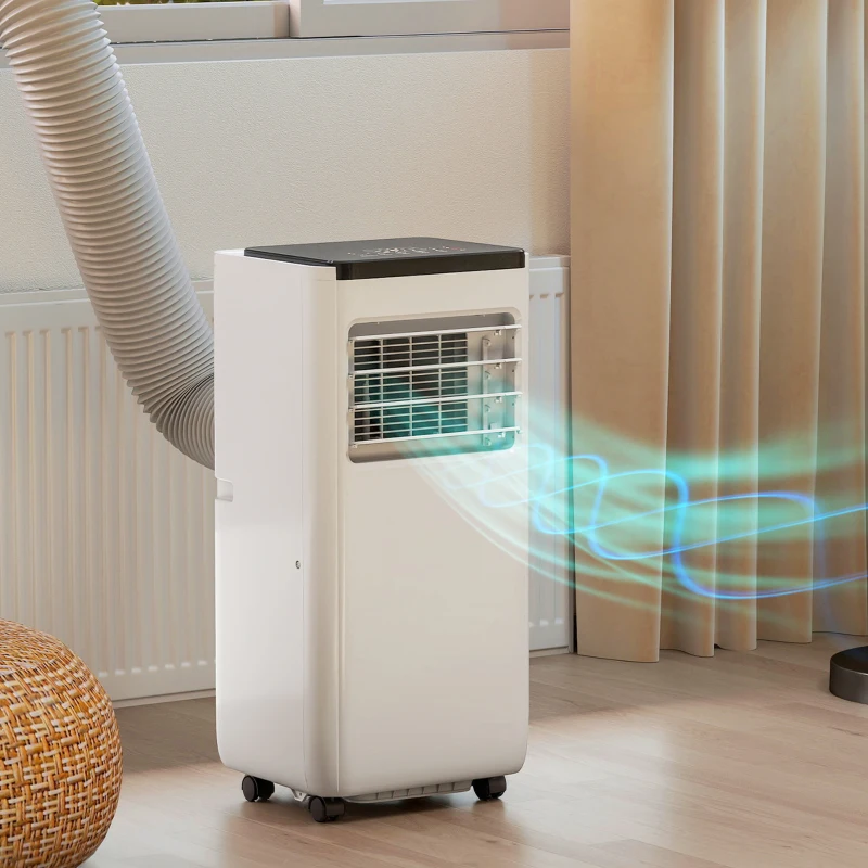 HOMCOM 8000 BTU Portable 4-in-1 Air Conditioner with Cool, Dehumidifier, Fan, Sleep, WiFi Voice Remote Control, White